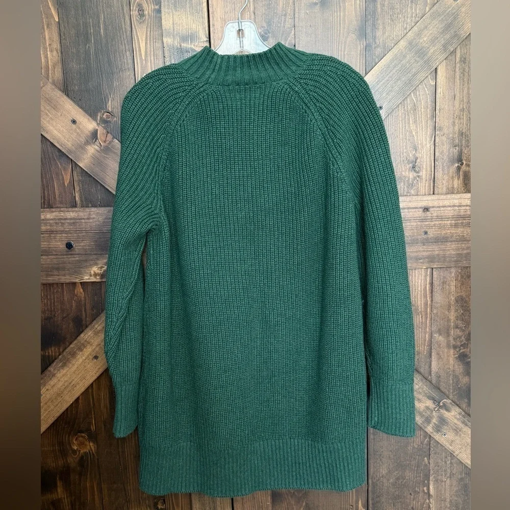 NWT LANDS’ END Drifter Mock Turtleneck 100% Cotton Hunter Green Sweater M
